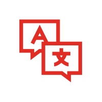 icon of A and Japanese character in speech bubbles