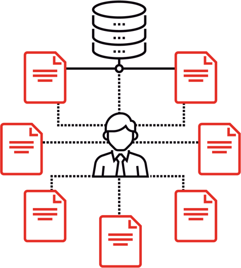 graphic of man connected to various documents