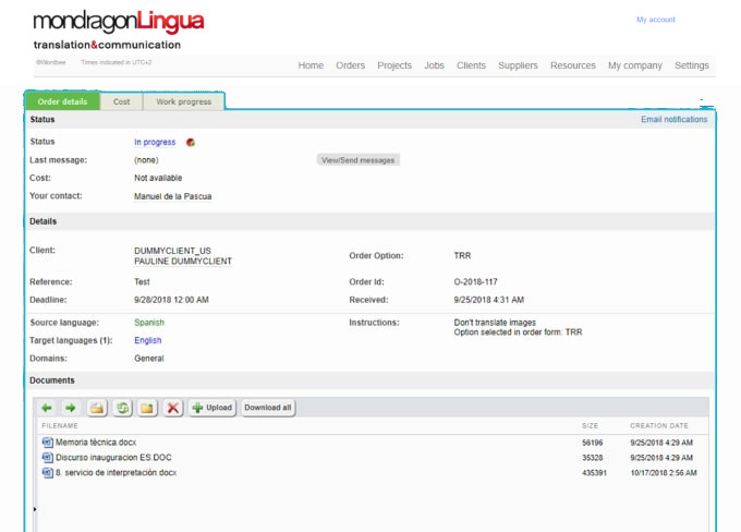 Mondragon's client portal system