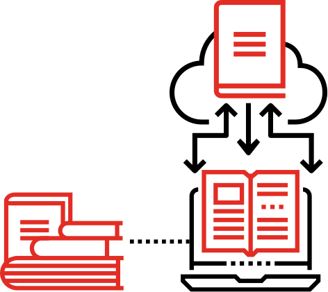 graphic of documents being uploaded to the cloud