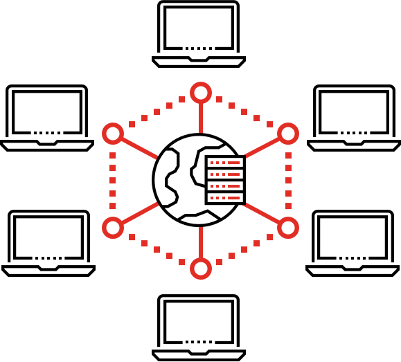 graphic icon of document going to different computers